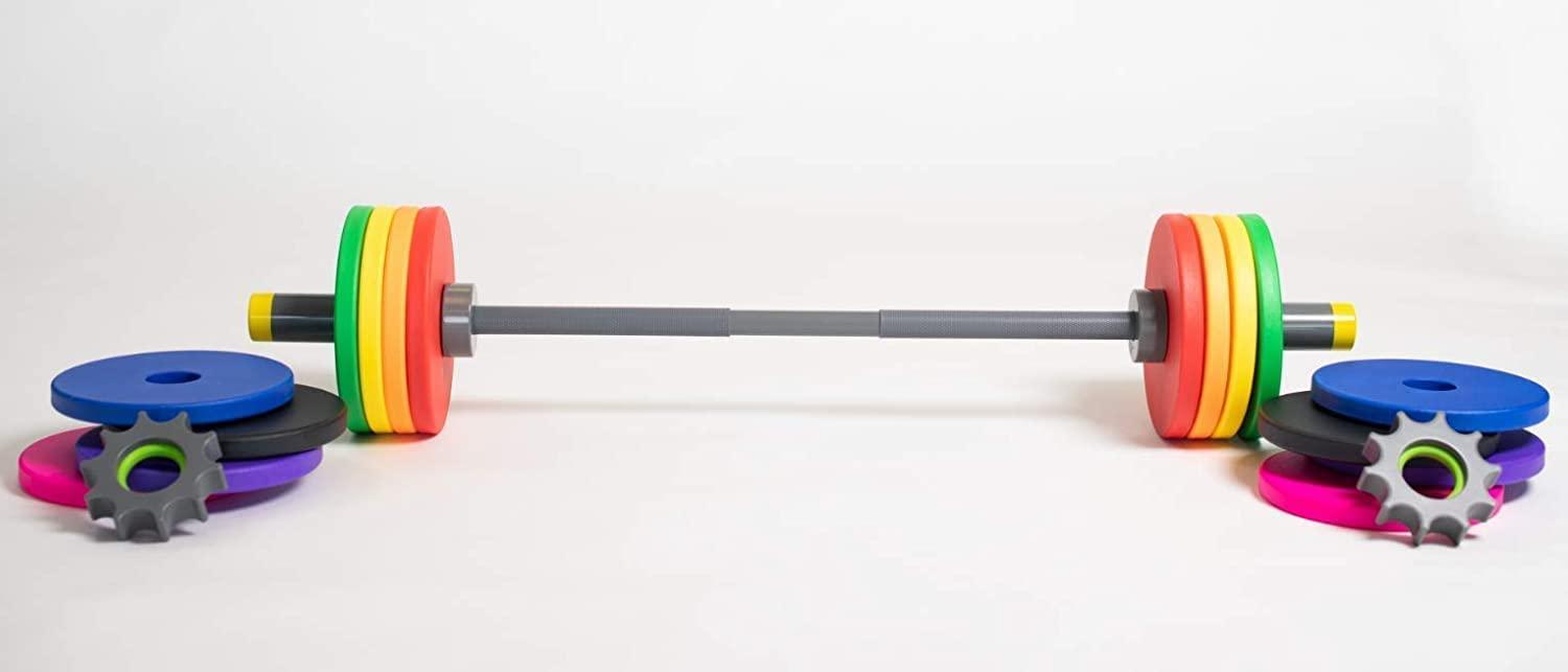 WOD Toys WOD Toys Custom Color Barbell Mini - Adjustable Barbell Toy Set for Kids Fitness - Safe, Durable Kids Workout Toys (Pair #1 - Orange, Pair #2 - Red)