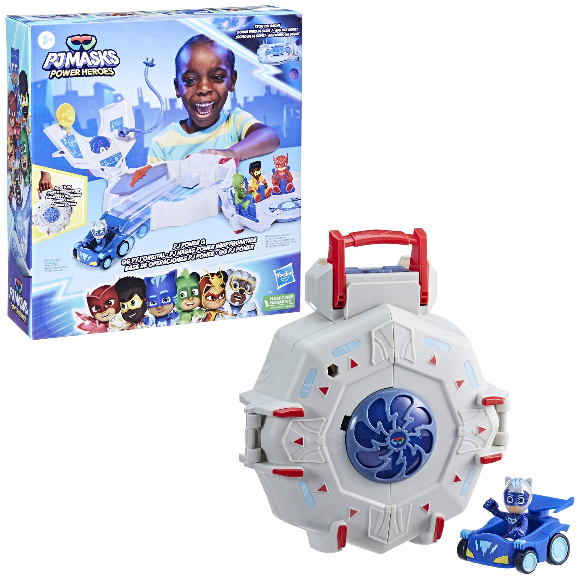 PJ Masks PJ Masks Power Heroes PJ Power Q Playset, Headquarters Set with Car and Figure, Superhero Toys for 3 Year Old Boys and Girls and Up