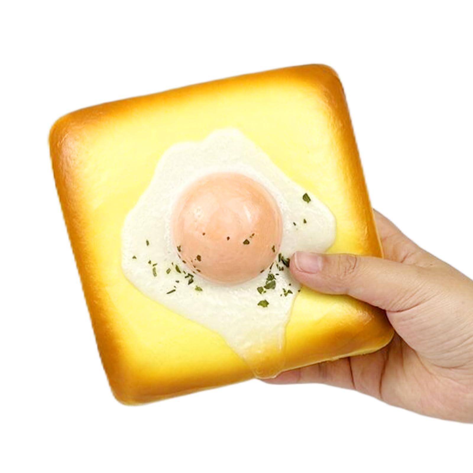 funnysquee funnysquee Egg Toast Squishies Super Soft Slow Rising Toy Cute Scented Simulation Food Square Cake Squishys Stress Relief Squeeze Toys for Kid Halloween Christmas Birthday Gift (Egg Toast)