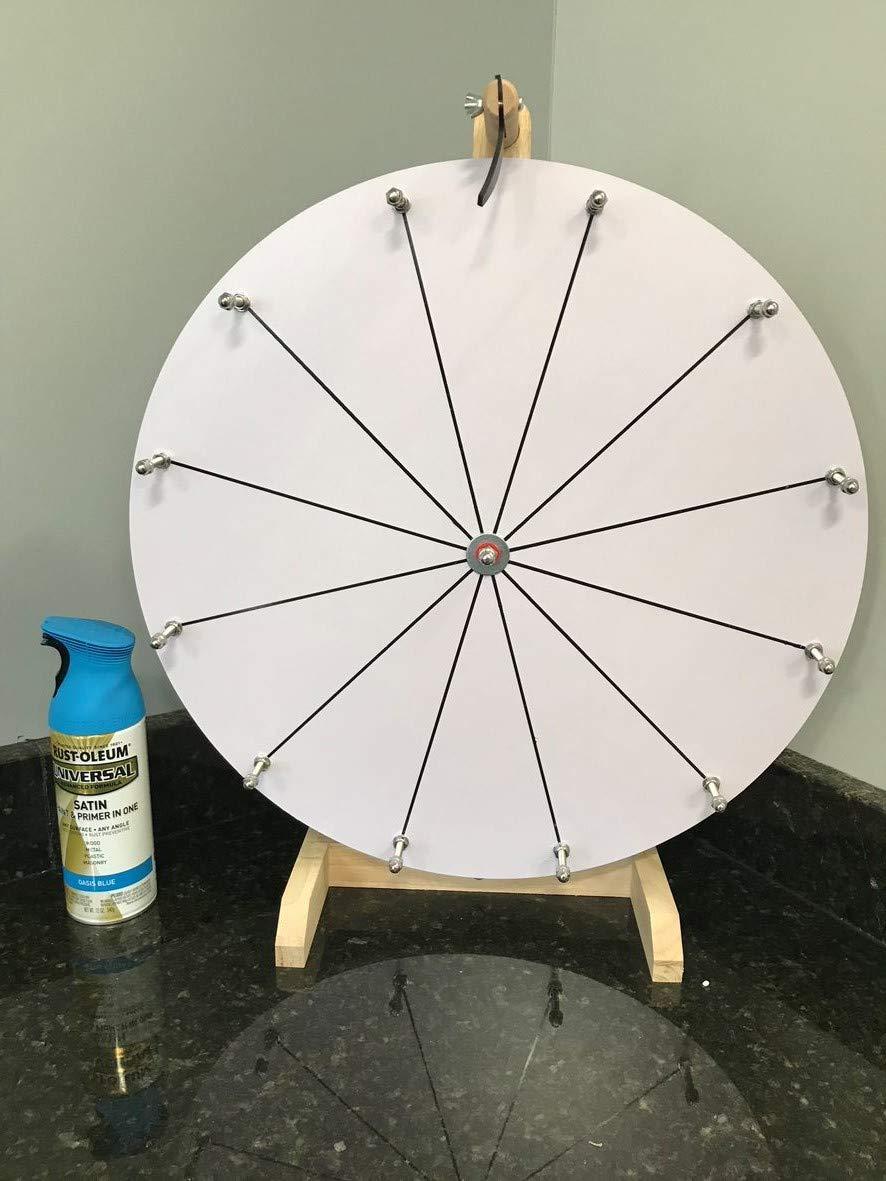 CHWAREHOUSE CHWAREHOUSE WOODWELL 20-Inch DIY Dry Erase Spin Wheel, 12 Slots with Wood Design for Desktop Kids Carnival Prize Wheel Game and DIY Editable Spin Wheel Design Markers and Eraser Included