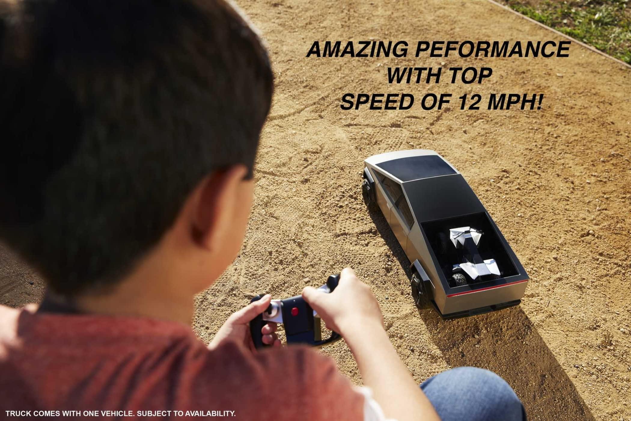 Hot Wheels Hot Wheels RC 1:10 Tesla Cybertruck Radio-Controlled Truck & Electric Cyberquad, Custom Controller, Speeds to 12 MPH, Working Headlights & Taillights, for Kids & Collectors