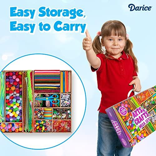 Darice Darice Arts and Crafts Kit - 1000+ Piece Kids Craft Supplies & Materials, Art Supplies Box for Girls & Boys Age 4 5 6 7 8 9