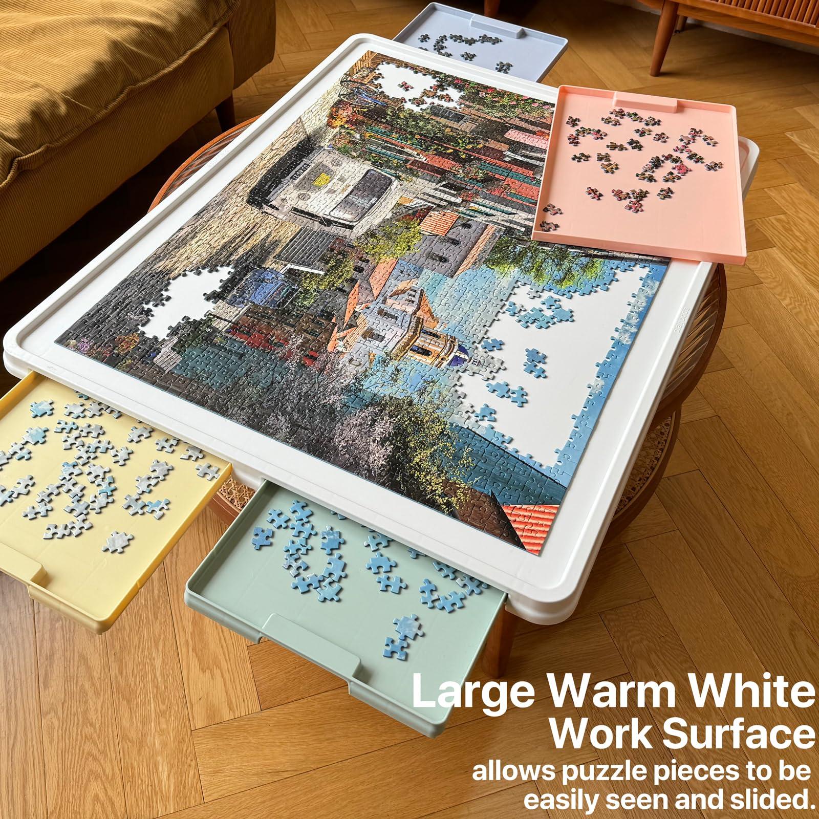 Playboda Playboda 1500 Pieces Rotating Plastic Puzzle Board with Drawers and Cover, 35"x27" Portable Spinning Jigsaw Puzzle Table for Adults, Upgraded Lazy Susan, Ideal Gift for Mum