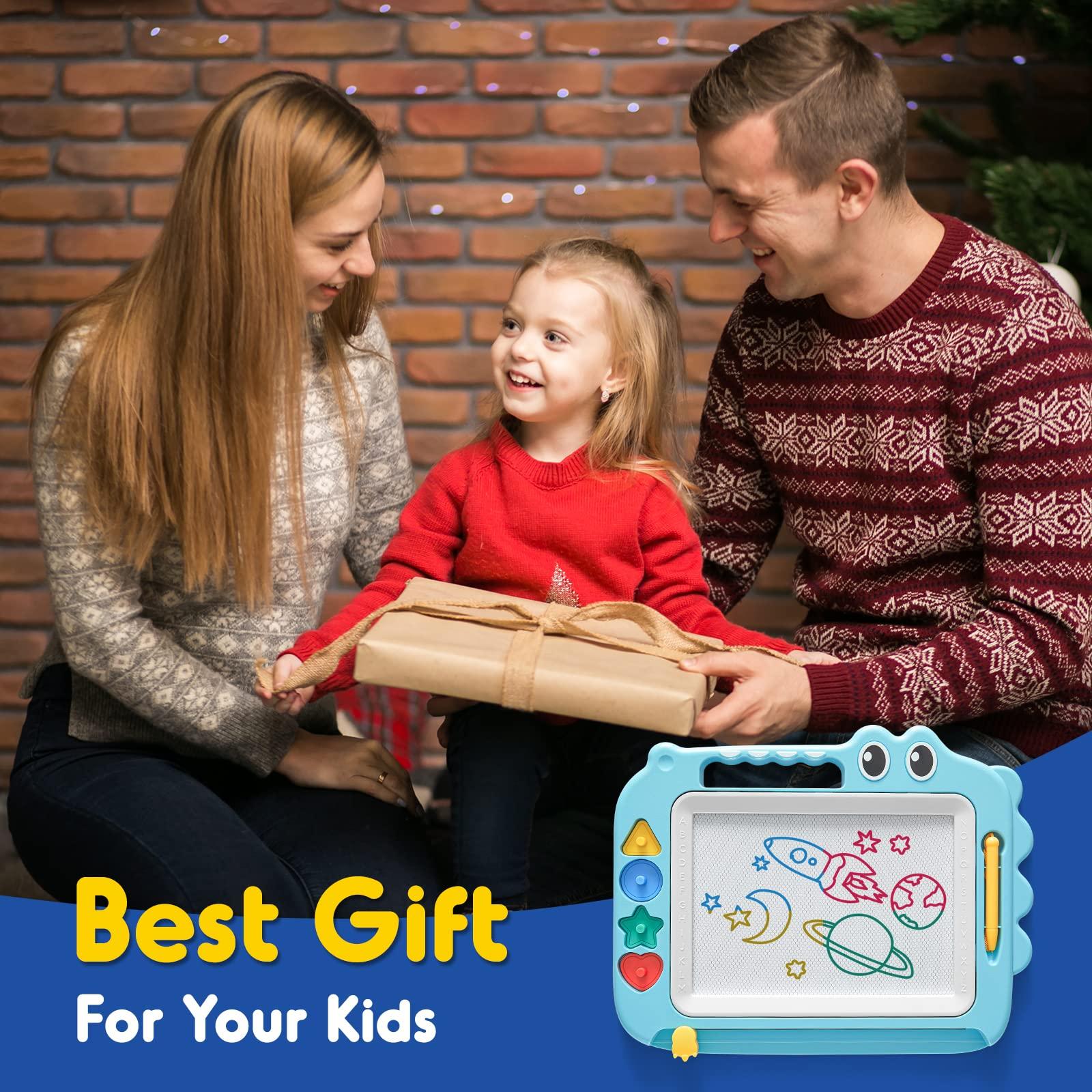 SGILE SGILE Toys for Kids, Magnetic Drawing Board for Early Learning, Color Erasable Doodle Writing Pad Gift for Baby Girls Boys, Painting Sketch Pad with Four Stamps for 3 4 5 Year Old Toddlers, Blue
