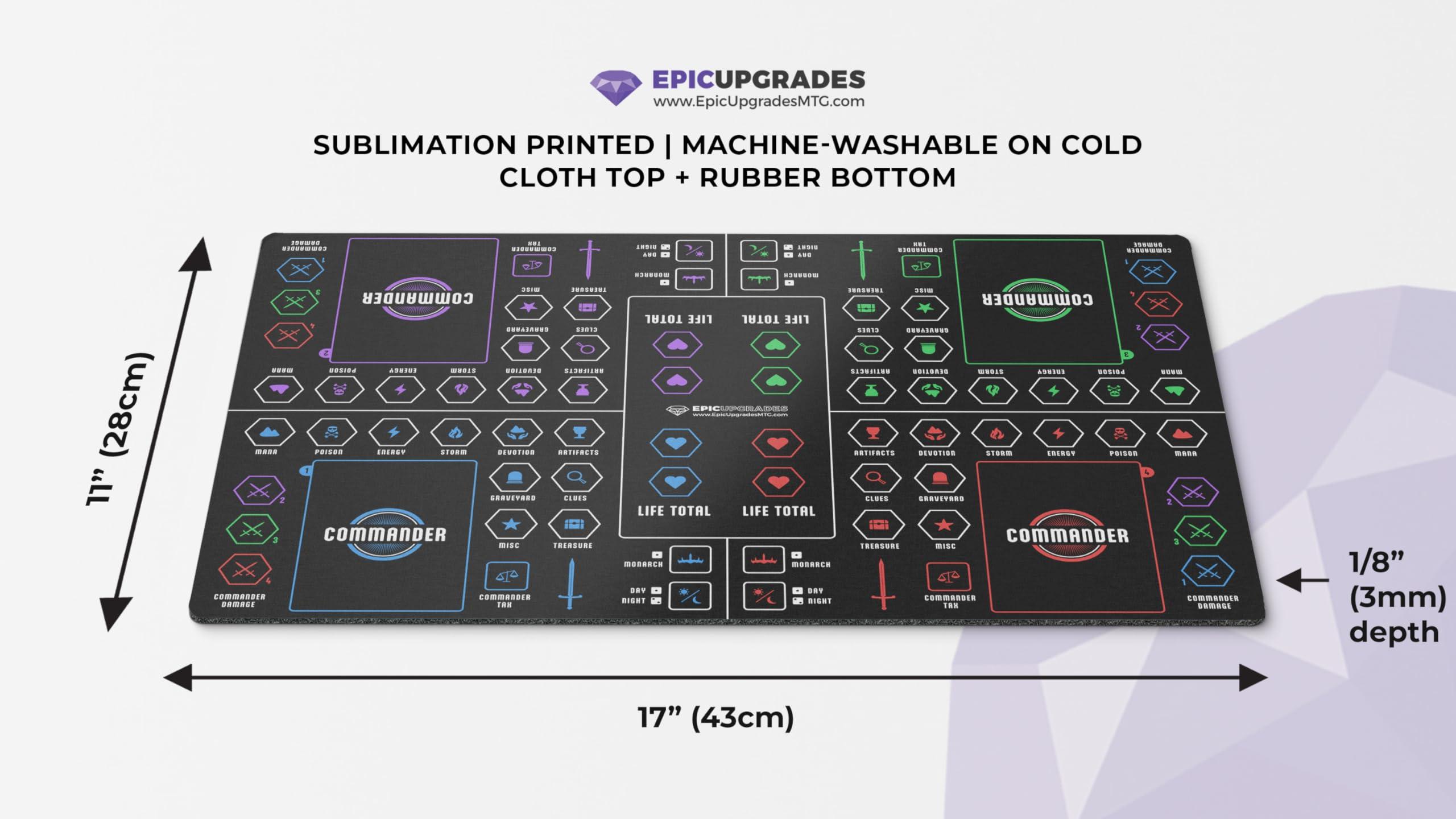 Epic Upgrades Ultimate Commander Zone MTG Mat | 16\"X10\" EDH Life + Resource Tracker