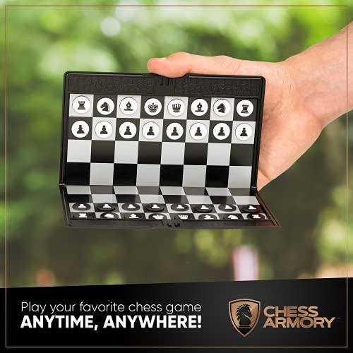 Chess Armory Chess Armory Pocket Chess Set - Portable Mini Chess Set for Adults and Youth - Mini Chess Board to Take Anywhere for an Unforgettable, Mind-Sharpening Chess Game