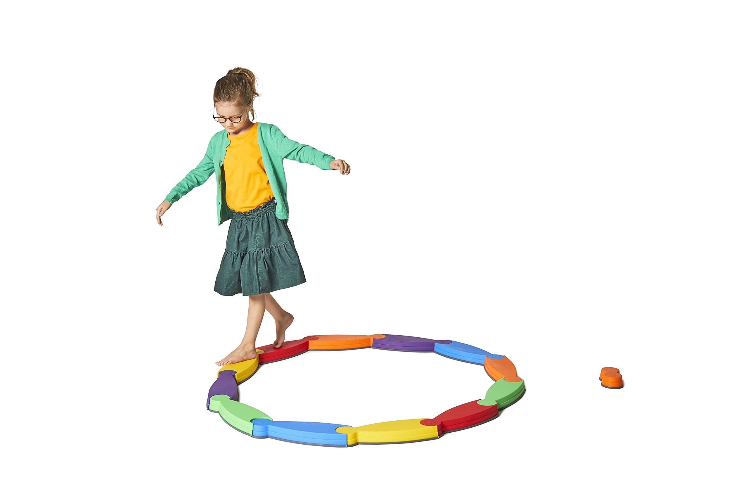 GONGE GONGE River Balance Course Set - 7 Elements For Gross Motor Skills Development, Multiple Path Creations - Safe and Sturdy - Ages 2+, Vibrant