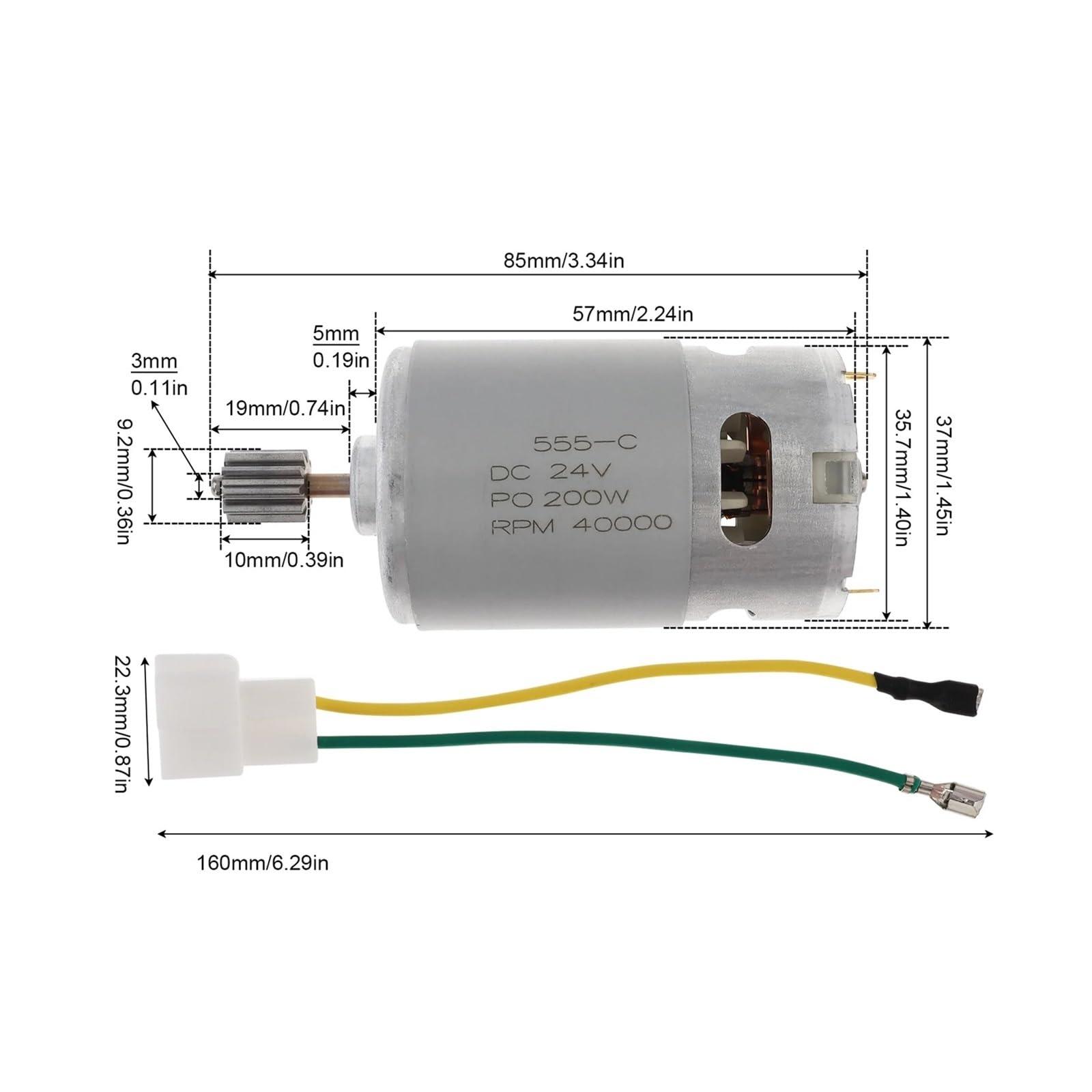 PADGZQGRZ PADGZQGRZ RS555 24V 10 Teeth DC Motor Kids Ride On Toys Car Brushed Motor High Speed Electric Motor for Remote Control Car Replacement Parts(18000)