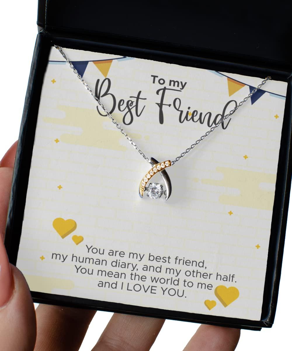 Gearbubble Wishbone Dancing Necklace - My Best Friend - My Human Diary and Other Half Wishbone Dancing Necklace Gift