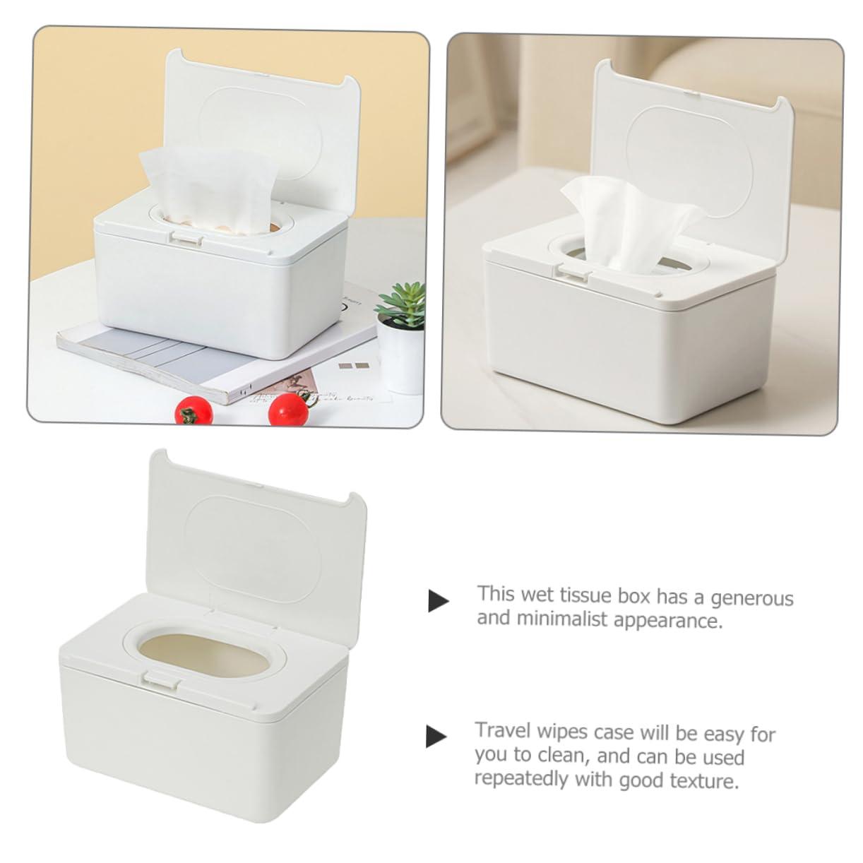 SHOWERORO SHOWERORO Tabletop Tissue Box Dispenser Portable Wipes Holder for Home White Wipe Dispenser
