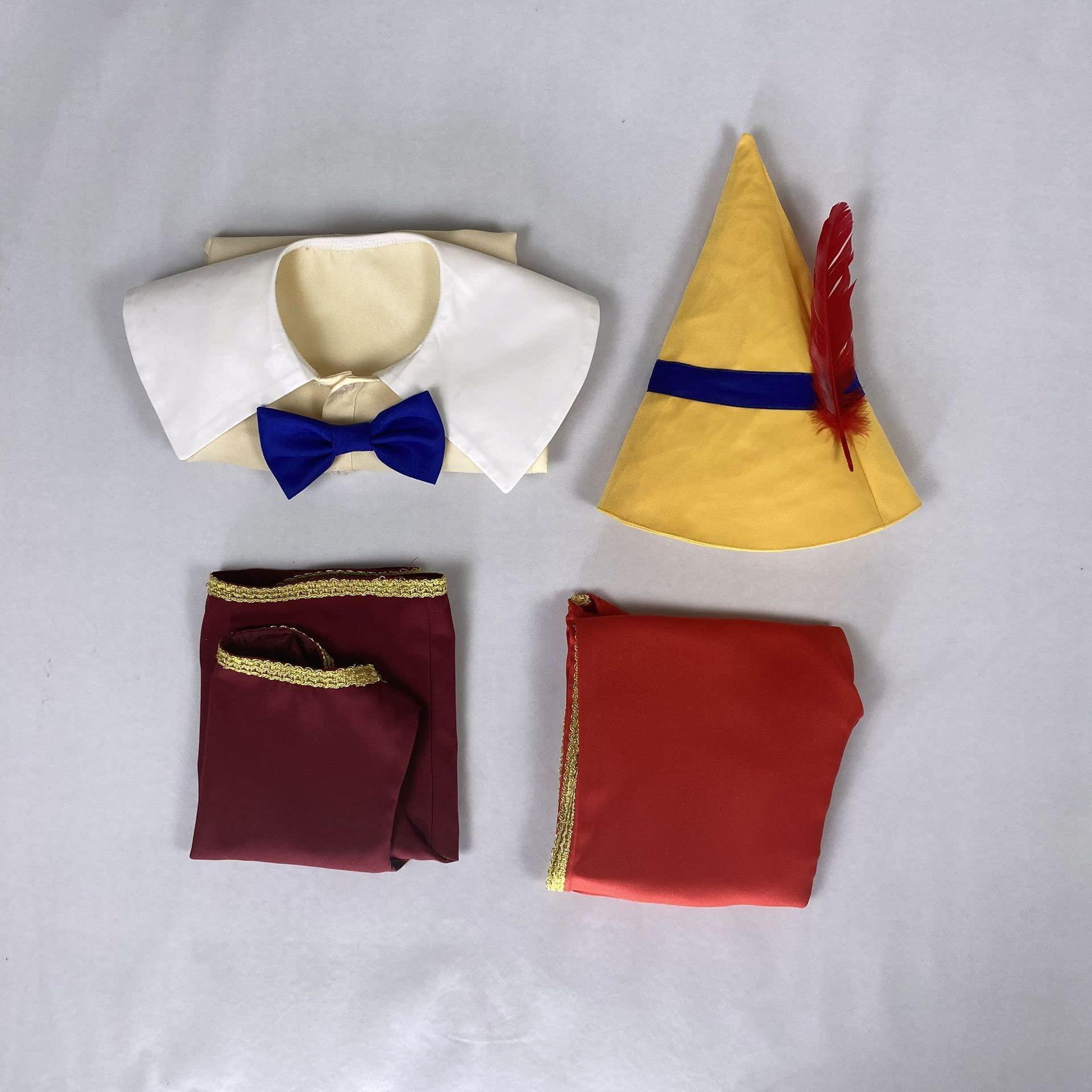 Occipa Boys Puppet Costume for Kids Puppet Cosplay Shirt Vest Pants Full Set with Hat for Halloween Outfits (Red, Small (4Y))