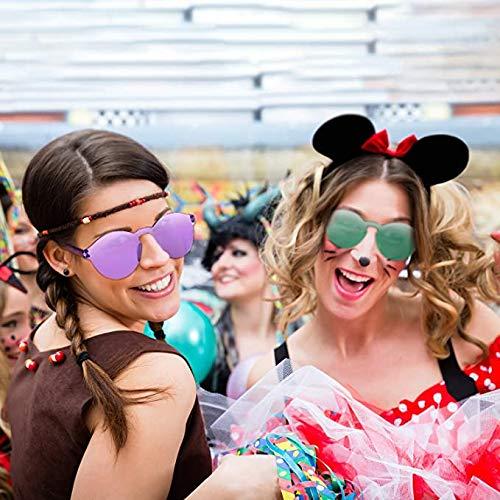 Holidaywoo Mardi Gras Accessory Set 2 Pieces Mardi Gras Headbands and 6 Pieces Mardi Gras Beads Necklaces and 2 Pair Mardi Gras Glasses