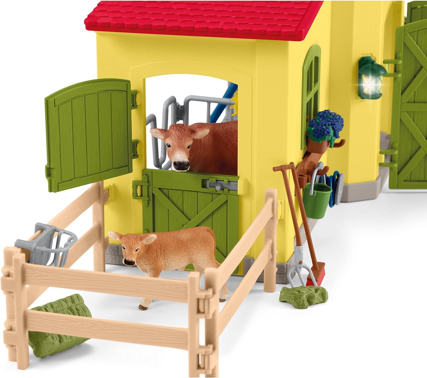 Schleich Schleich Farm World Animal Farm Playset with Figurine and Accessories - 92pc Kids Animal Farm Playset with Cow, Horse, Pig, Bull, and Accessories for Boys and Girls, Gift for Kids Age 3+, Yellow