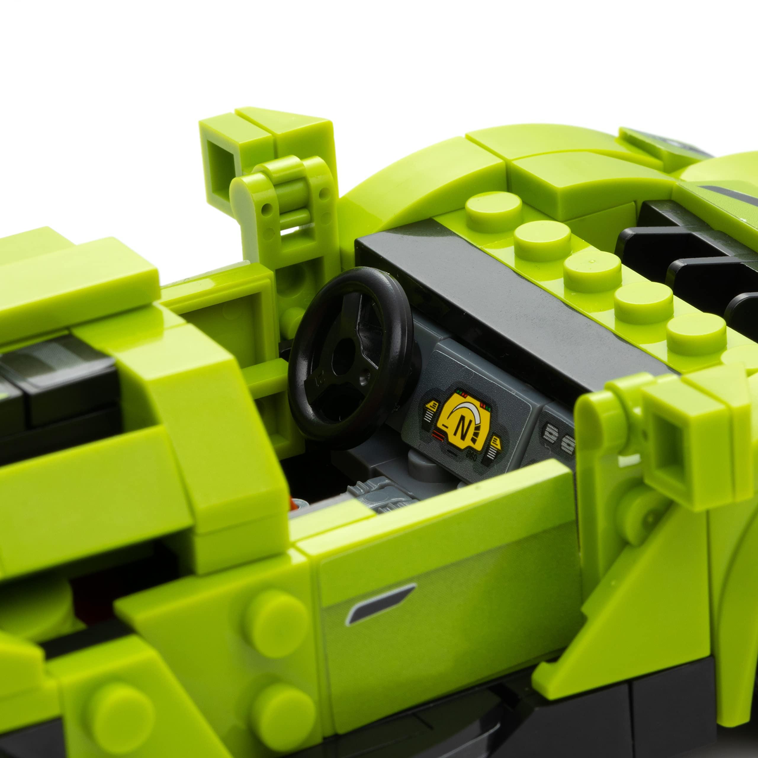 Block Builder Block Builder Lambo Racing Car Building Block Set (348 Pieces). Racing Car Building Blocks for Kids and Adults