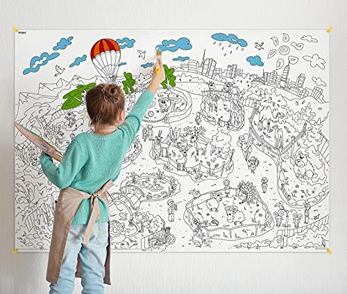 O'Kroshka Big giant coloring poster colorings for children Zooland. Coloring pages for kids and adults. Color me posters for family (33.08 x 46.5 in)