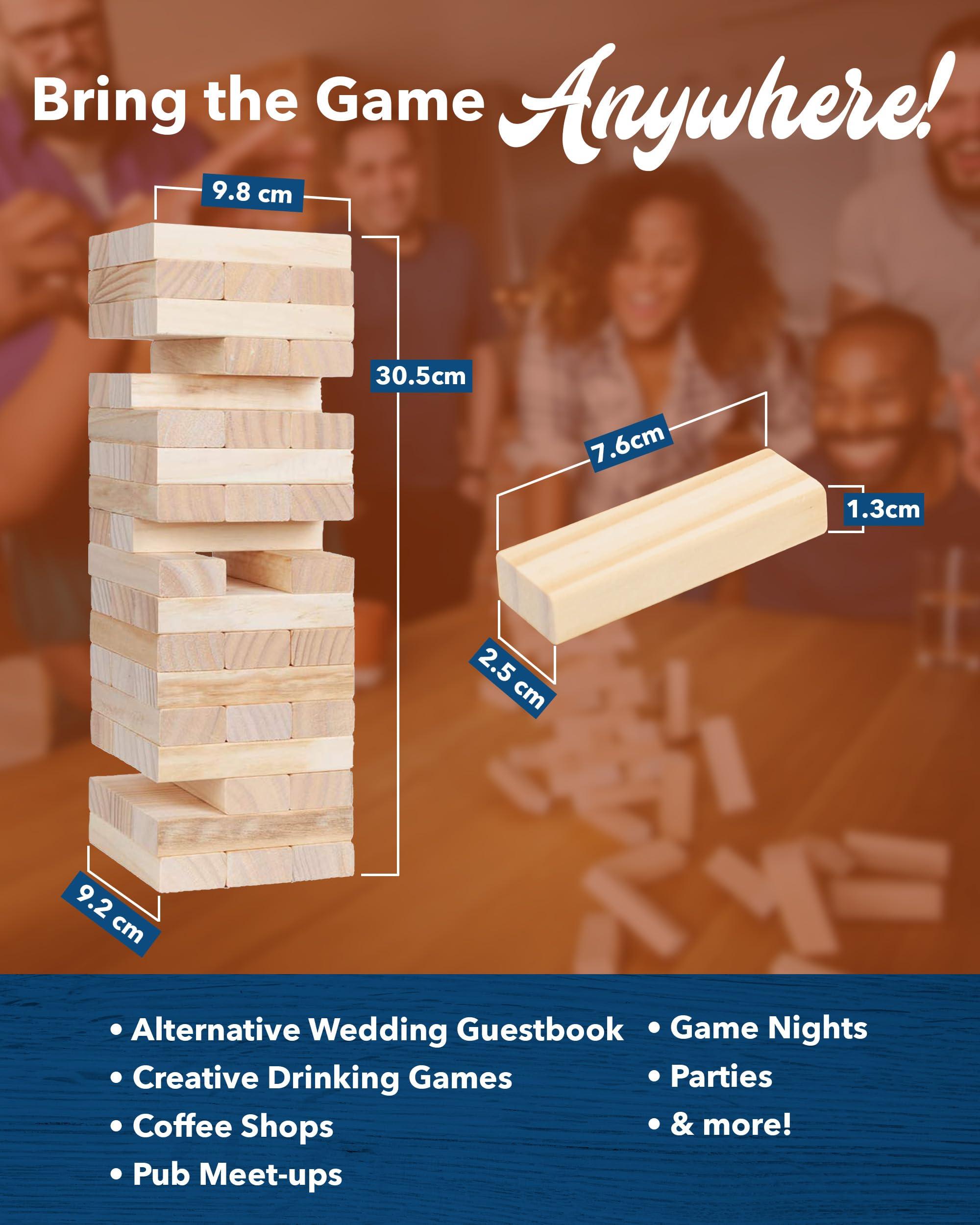 WE Games WE Games Wooden Block Stacking Party Game for Adults, Tumble Tower Wedding Guest Book Alternative, Tabletop Games, Includes Storage Case, 12 inches