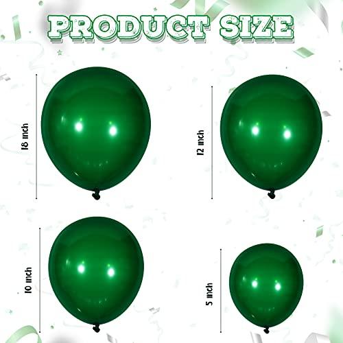 Sumind 100 Pieces Latex Balloons Different Sizes 18/12/10/5 Inch Party Balloon Kit for Valentines Birthday Baby Shower Wedding Bride Graduation Party Decoration (Dark Green)