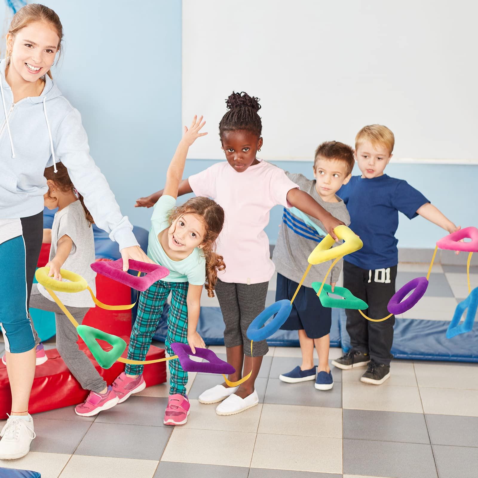 Woanger Shapes Walking Rope for Preschool Walking Rings for Toddlers 100th Day of School 10 Colorful Handles Leash for Toddler Class Line Rope 165'' Long Keep Children Calm and Line Classroom Supplies (1)