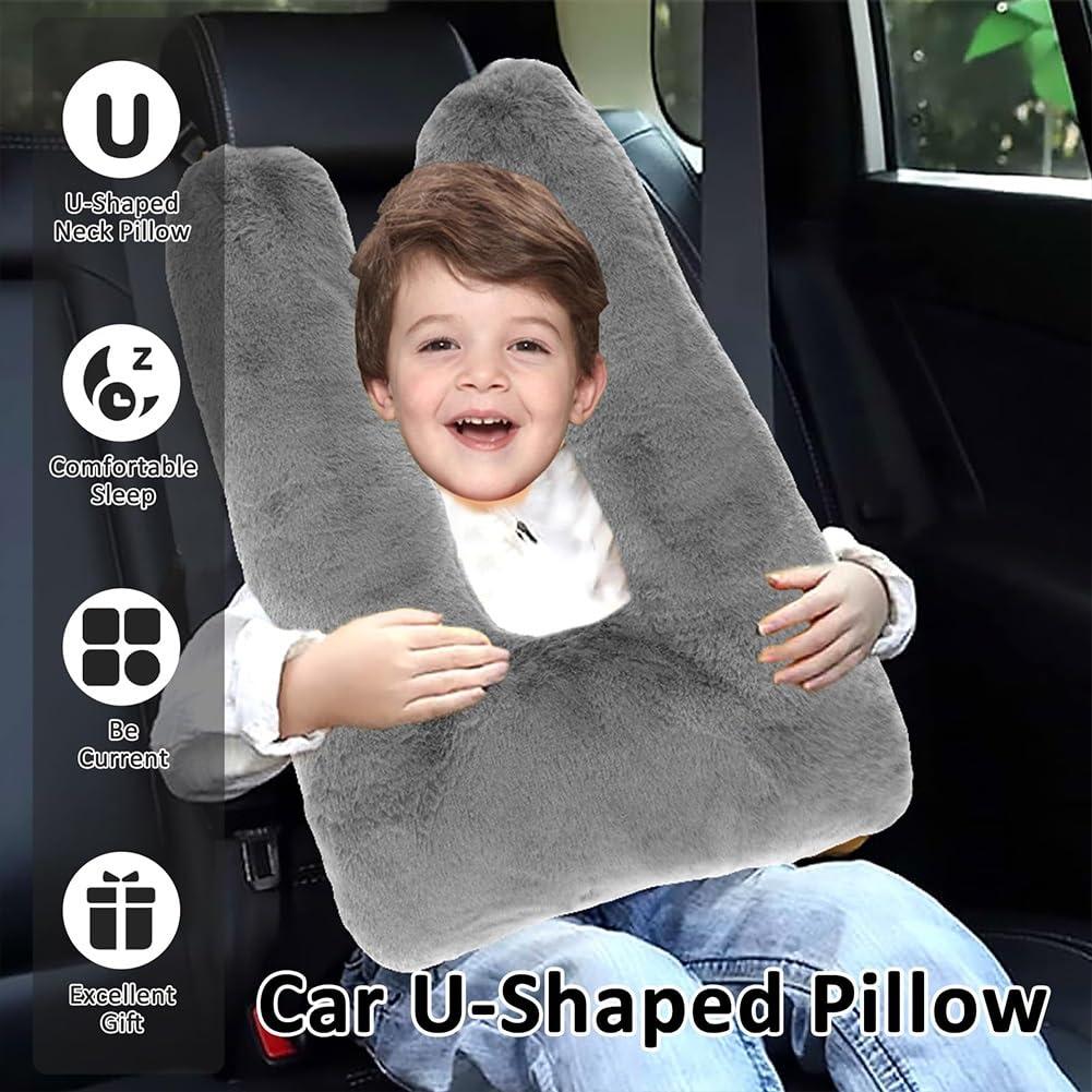 Ztaovn Traveling Car Pillow for Sleeping, Road Trip Pillow, Booster Seat Pillow, Kids Carseat Pillows, Pillow for Car Seat Toddler, Roadtrip Pillow, Removable U Shaped Reading Pillows for Airplane(Rose Purpl