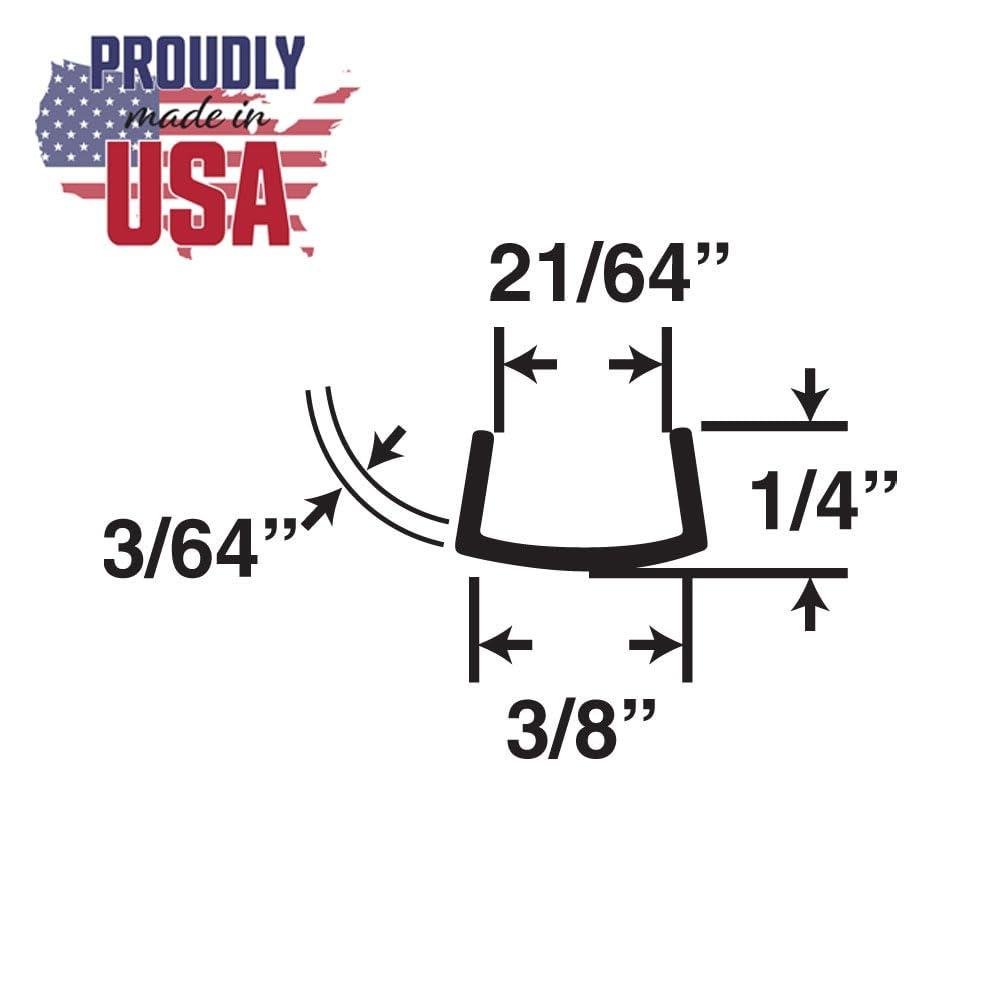 OUTWATER Outwater Plastics Gloss Black 3/8'' Rigid PVC Plastic U-Channel/C-Channel 48 Inch Lengths (Pack of 3)