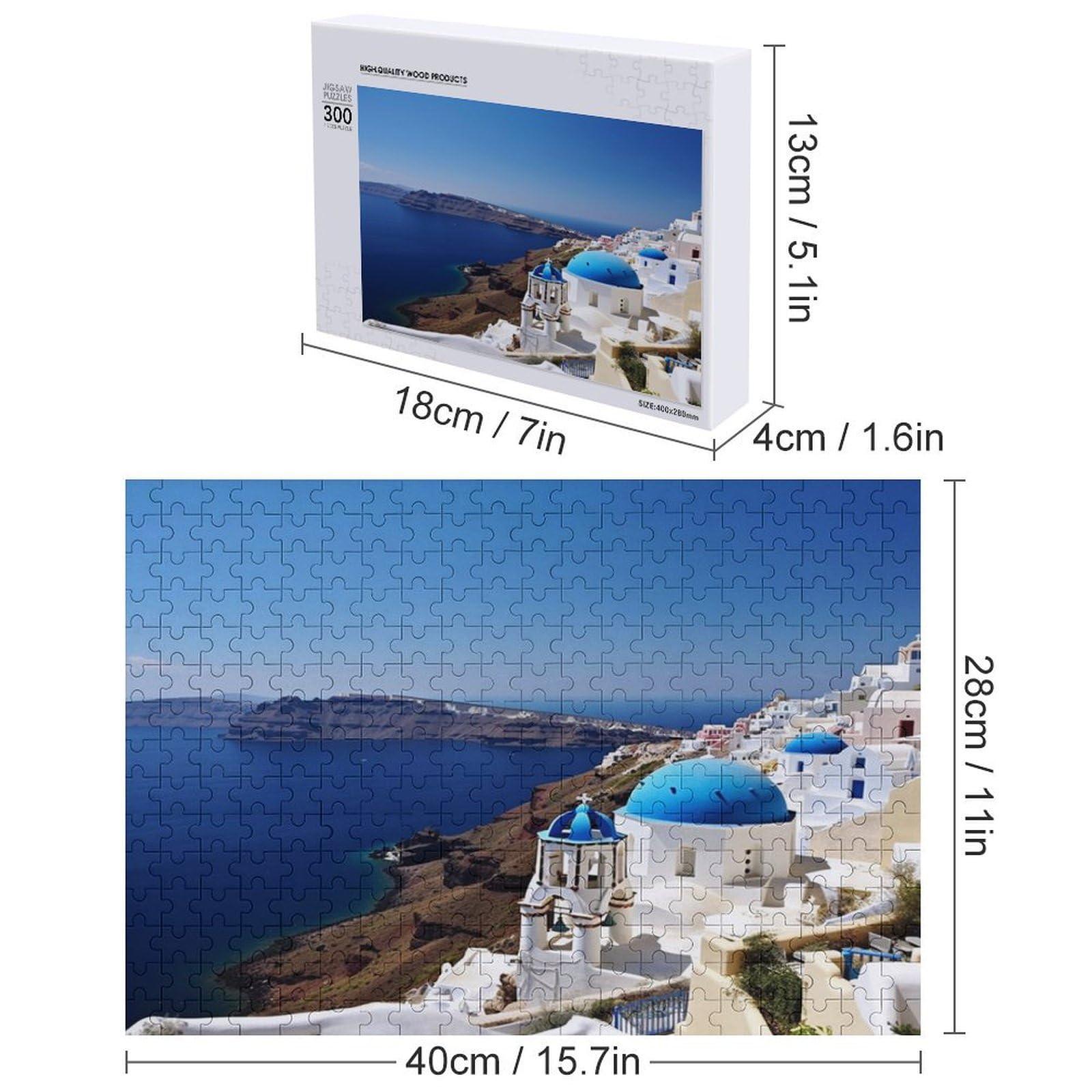 LXTDPBK LXTDPBK Puzzle Personalized Photo Puzzle 1000/500/300 Pieces Santorini Greek Island Sea View Pet Puzzle for Adults Wooden Wedding Puzzle Family Reunion Puzzle for Halloween Holidays Wedding Gift