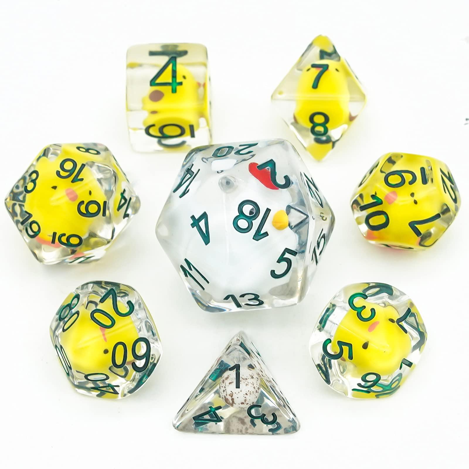 Cusdie Cusdie One 7-Die DND Dice Set Filled with Duck and One 7-Die DND Dice Set Filled with Chick Family for Role Playing Game Dungeons and Dragons D&D Dice MTG Pathfinder (Yellow Duck)