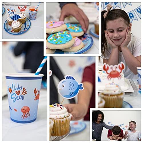 Aisha Party Designs Under the Sea Party Decorations - All-in-One 176 Pcs Ocean Birthday Decorations for 16 Kids – Ocean Party Decorations include Balloons, Banner, Plates, Tablecloth and Much More by Aisha Party Designs