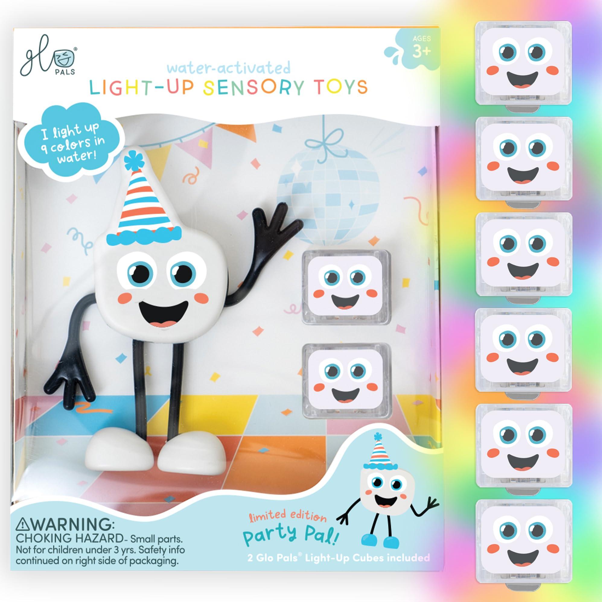 Glo Pals Glo Pals Party Pal Water-Activated Bath Toy with 6 Reusable Light-Up Cubes for Sensory Play