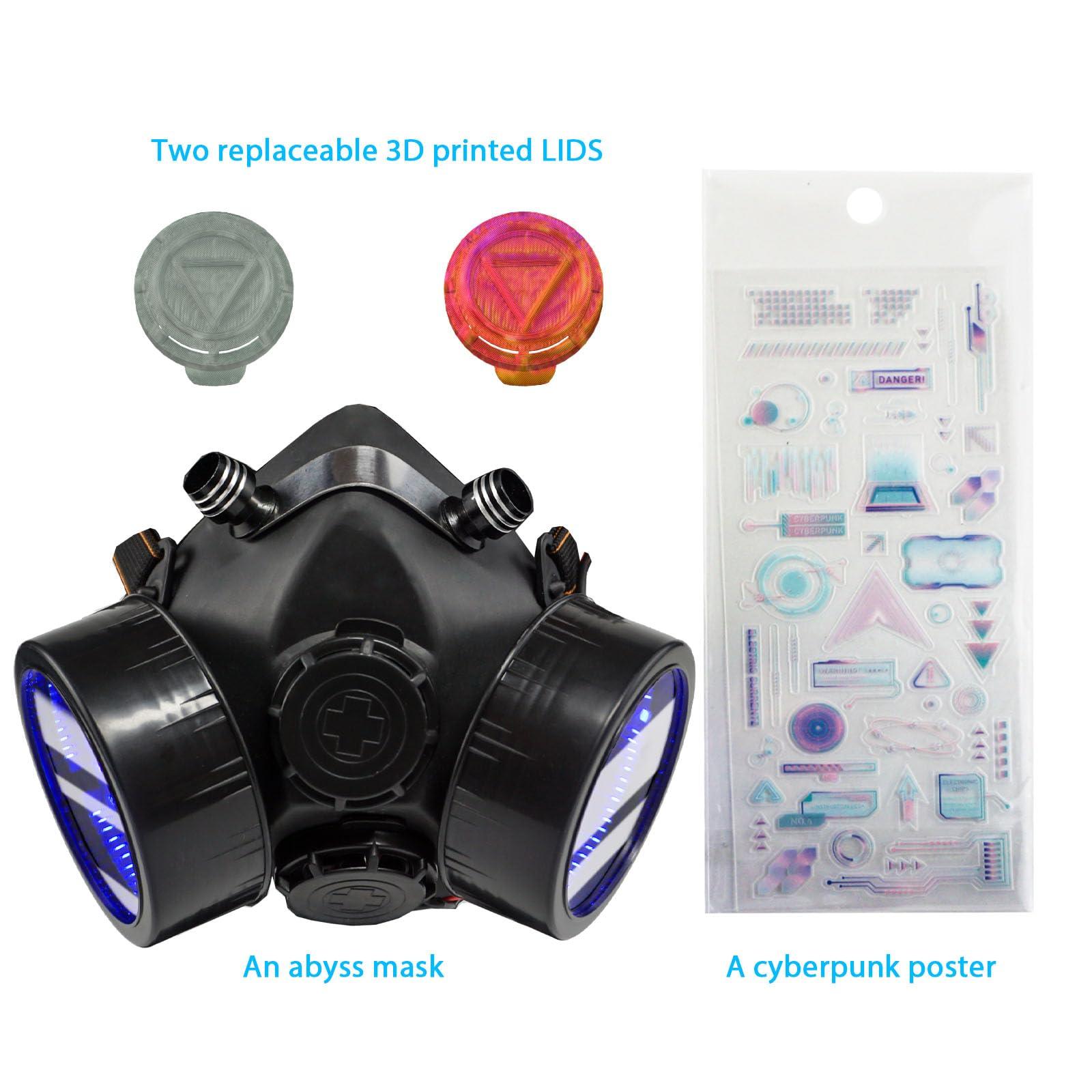 foymi foymi Cyberpunk Mask, Half Face Mask with Infinity Mirror Light, Techwear Mask, Halloween Cosplay Costume Mask (Style-A)