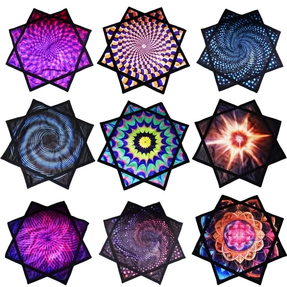 BVCY BVCY Flowstar Beginners Flow Star Spinning Cloth Easy to Rotate Sided Print Double Stitched Flow Toy Fingertip Rotating Flow Toy Dapo Star Blue (Style-7)