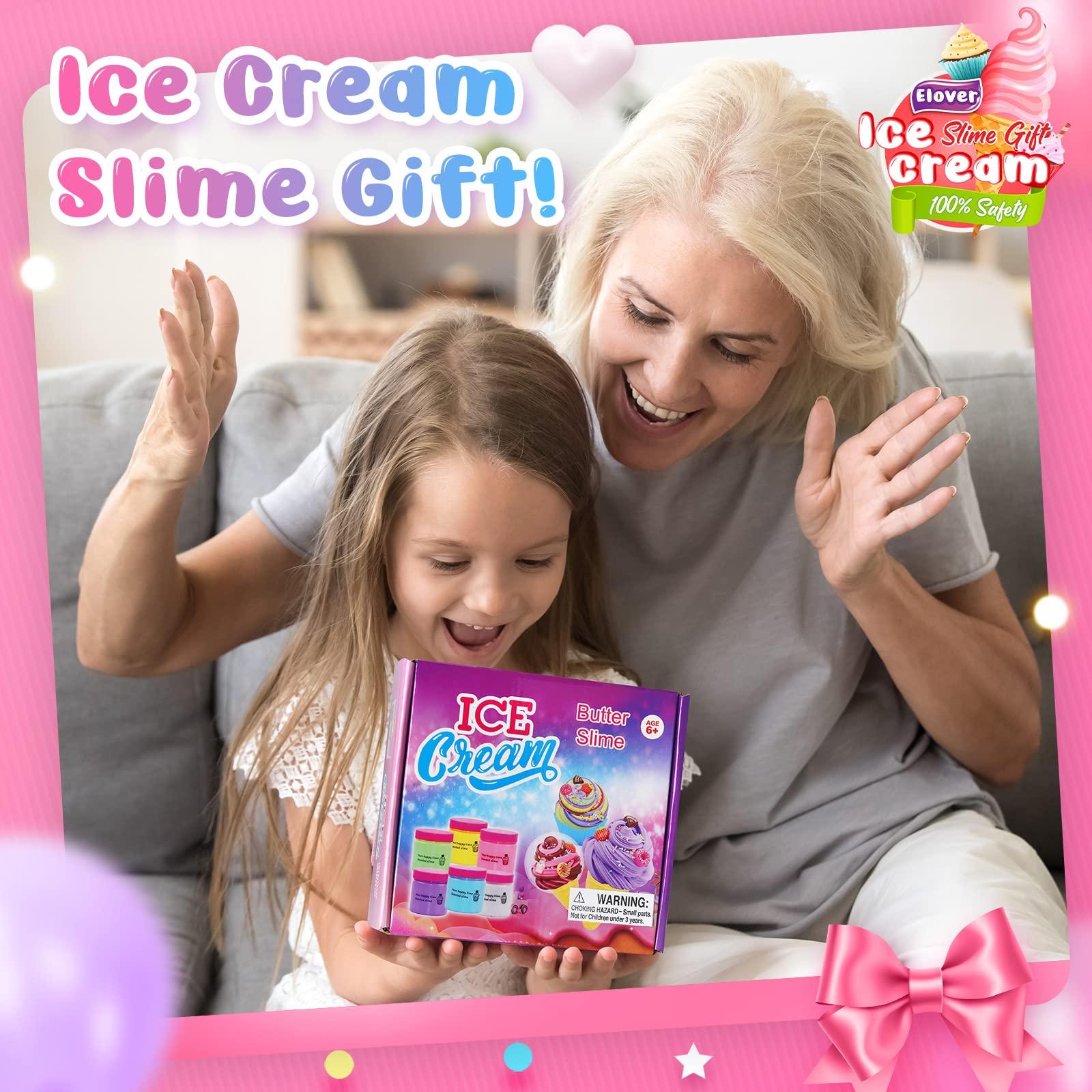 Elover Elover Ice Cream Slime Kit for Girls and Boys Fluffy DIY Slime Toys Gifts Make Ice Cream Slimes 6 Color