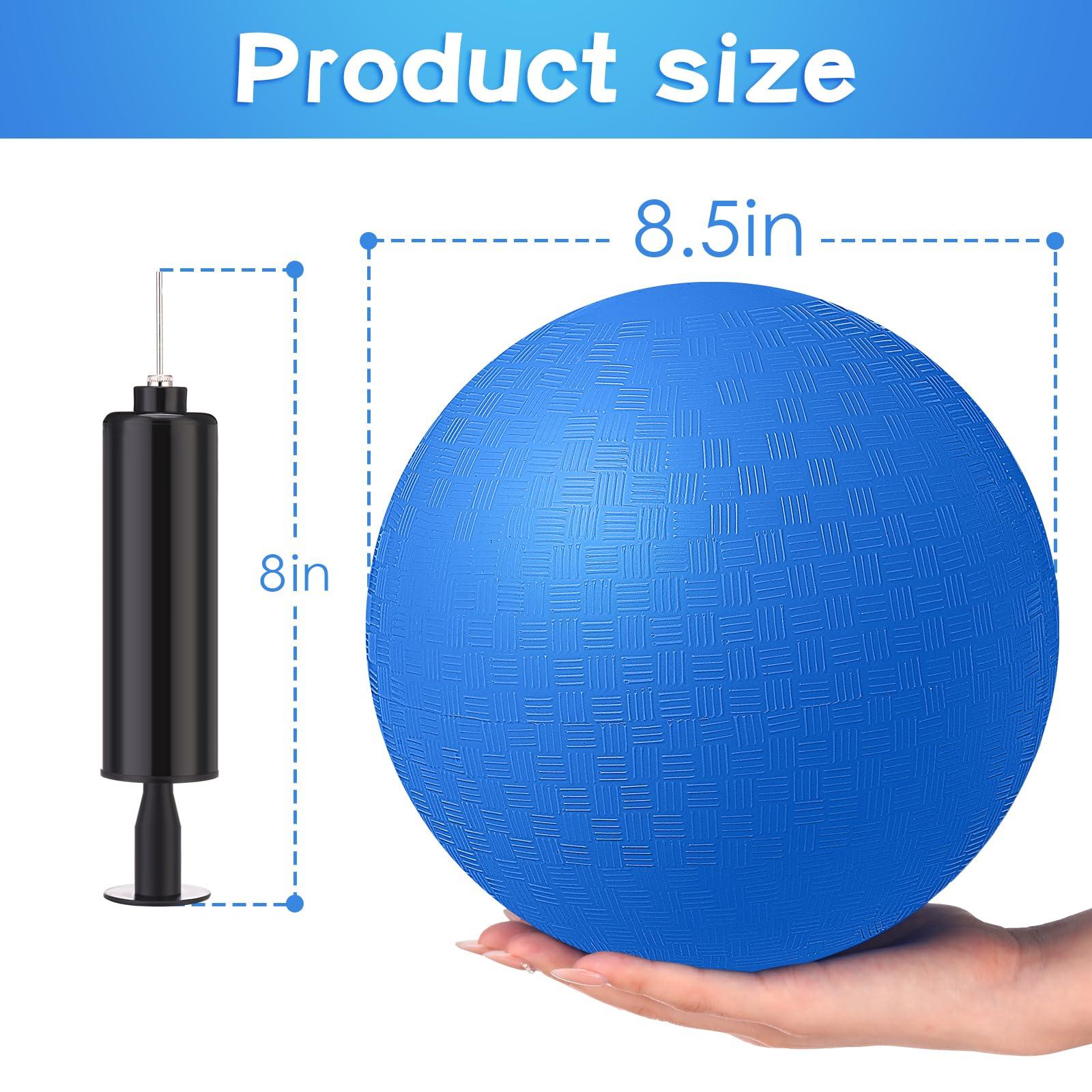Honoson Honoson 12 Pcs 8.5 Inch Playground Ball Bulk Inflatable Kickballs Bouncy Dodgeball for Kids and Adults, Handball with Air Pump for Ball Games, Gym, Outdoor, School(Red and Blue)