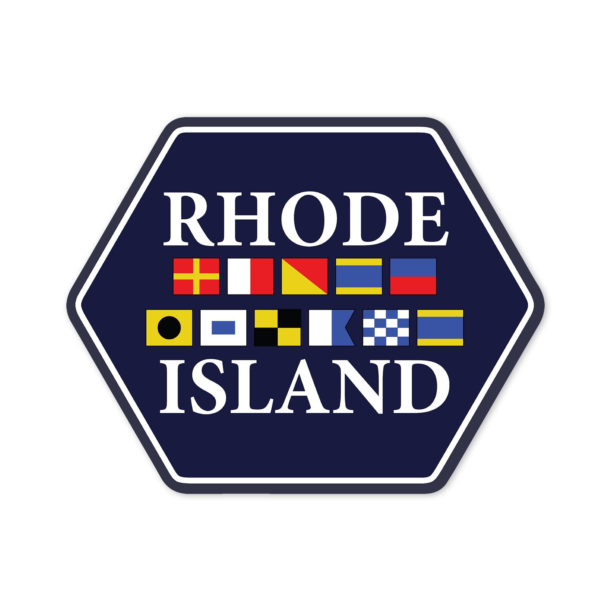 Lantern Press Die Cut Sticker Rhode Island, Nautical Flags, Vinyl Sticker 3 to 6 inches, (Waterproof Decal for Cars, Water Bottles, Laptops, Coolers), Large
