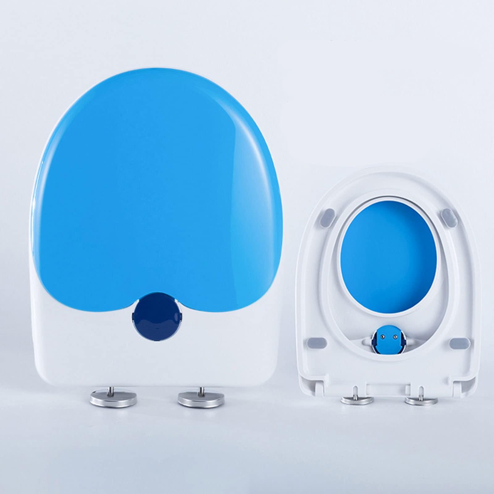Wttfc D-Shaped Toilet Seat, Built in Potty Training Toilet Seat, Toddler Toilet Seat Slow Close, Fits Both Adult And Child, PP Material,Blue