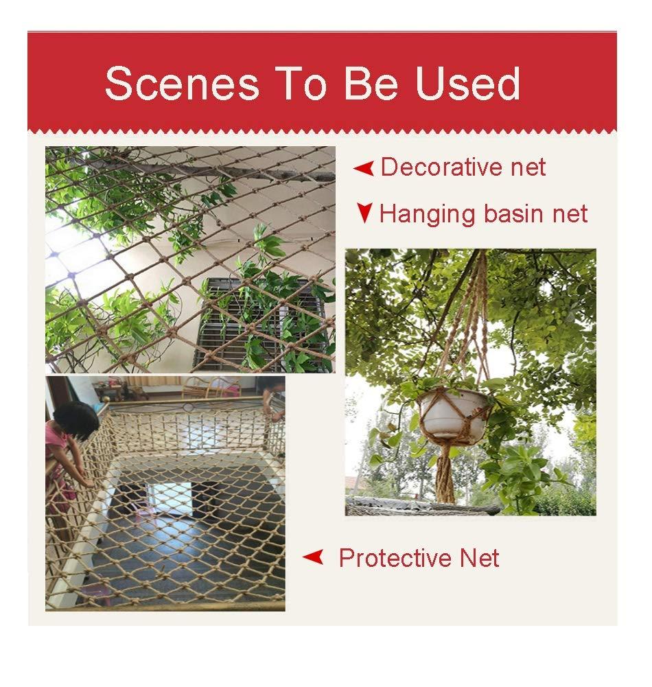 yangjie Hemp Rope Net Safety Net for Railing Balcony Decor Net Kids Stair Protective Net Birds Rope Net Cargo Net Pets Child Safety Netting for Balcony Garden Netting Dia 6mm (Size : 2x2m(6.56X6.56ft))