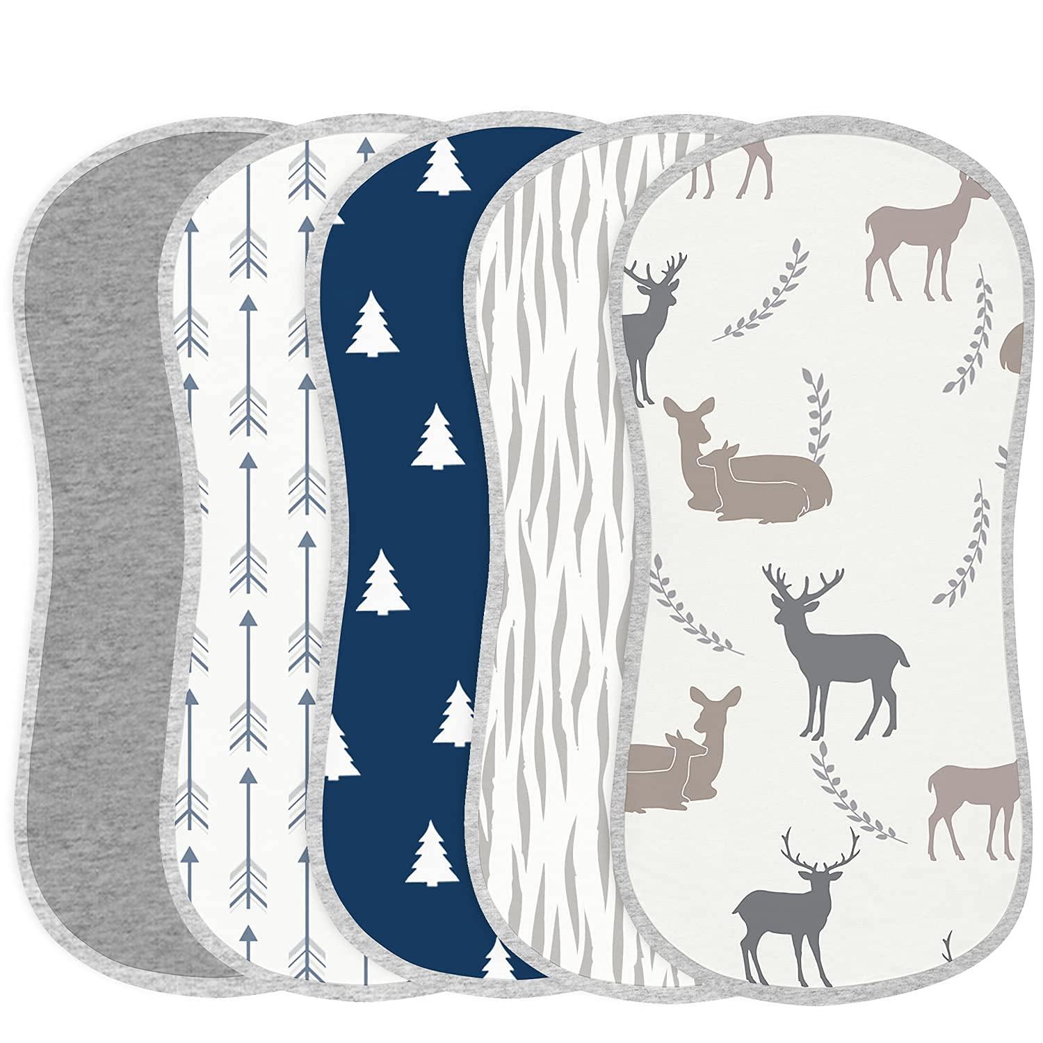 Thobby Baby Burp Cloths for Newborn Infant 100% Organic Cotton Ultra Absorbent and Soft Milk Spit Up Rags Baby Washcloths Burping Bibs Keep Clothes Dry 3 Layers for Unisex Boys and Girls Sets of 5 Pack
