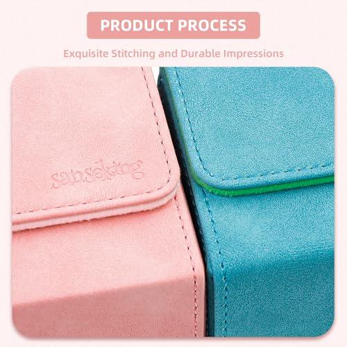 Sanseking Sanseking Magic Card Deck Box for MTG Single Deck Card Box fits 100+ TCG Sleeved Cards Soft Leather Card Box Top Loading Card Boxes Magic Gift for MTG TCG CCG (Horizontal,Pink)
