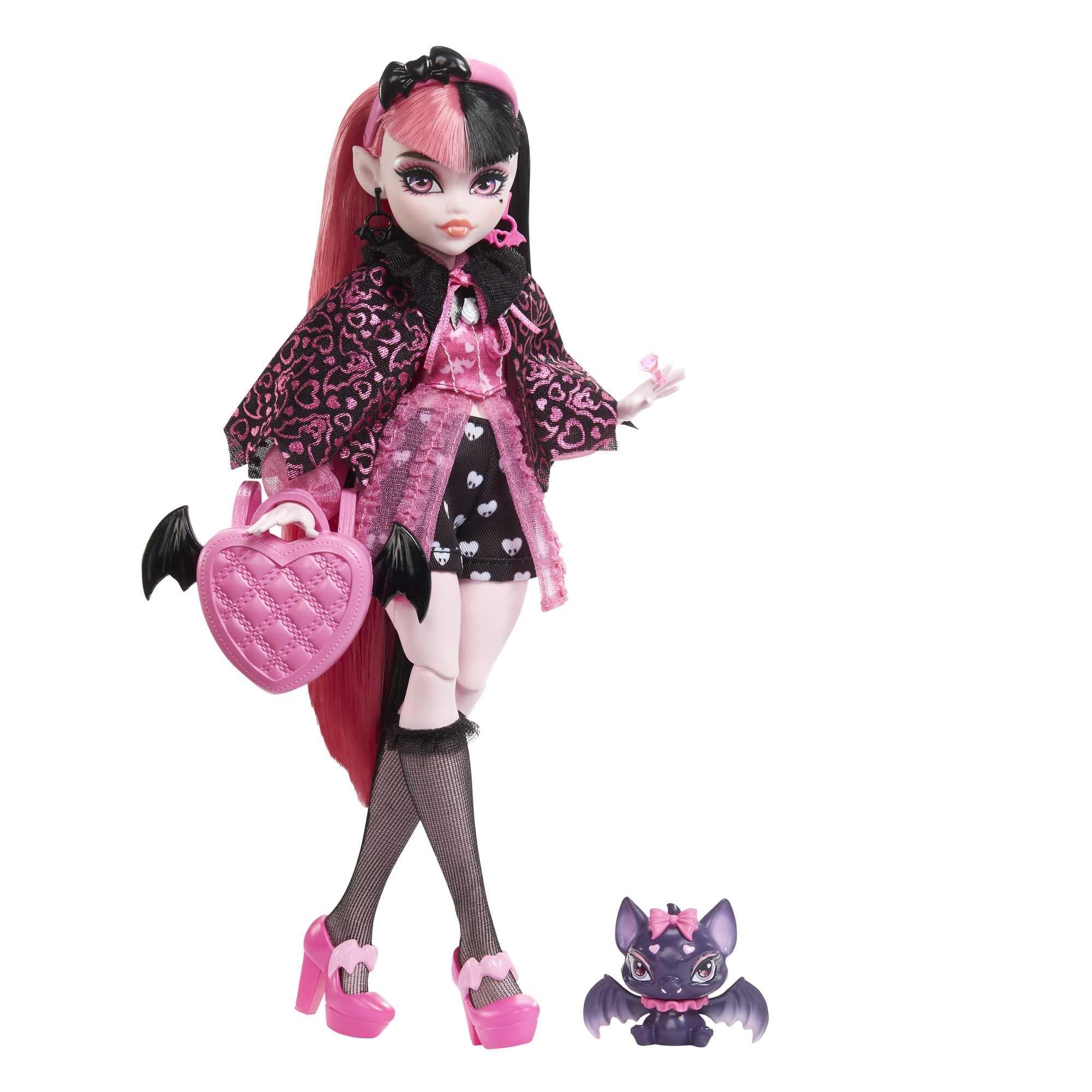 Monster High Monster High Doll, Draculaura with Pink & Black Hair in Signature Look with Fashion Accessories & Pet Bat Count Fabulous
