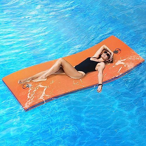 Magshion Magshion Lake Float for Adults 7x3 Ft XPE Foam Water Floating Pad for Beach, Ocean, Lake and Boating, High Density Float Pad with Elastic Cord and Storage Straps, Orange