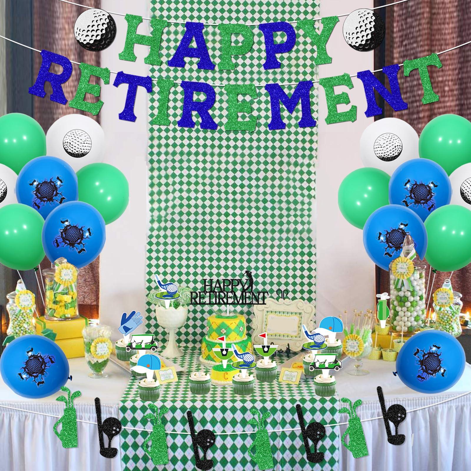 Sursurprise Golf Themed Retirement Party Decorations, Golf Happy Retirement Banner Garland Cake Topper Balloons for Men Retirement Par Tee Decorations Golf Party Supplies