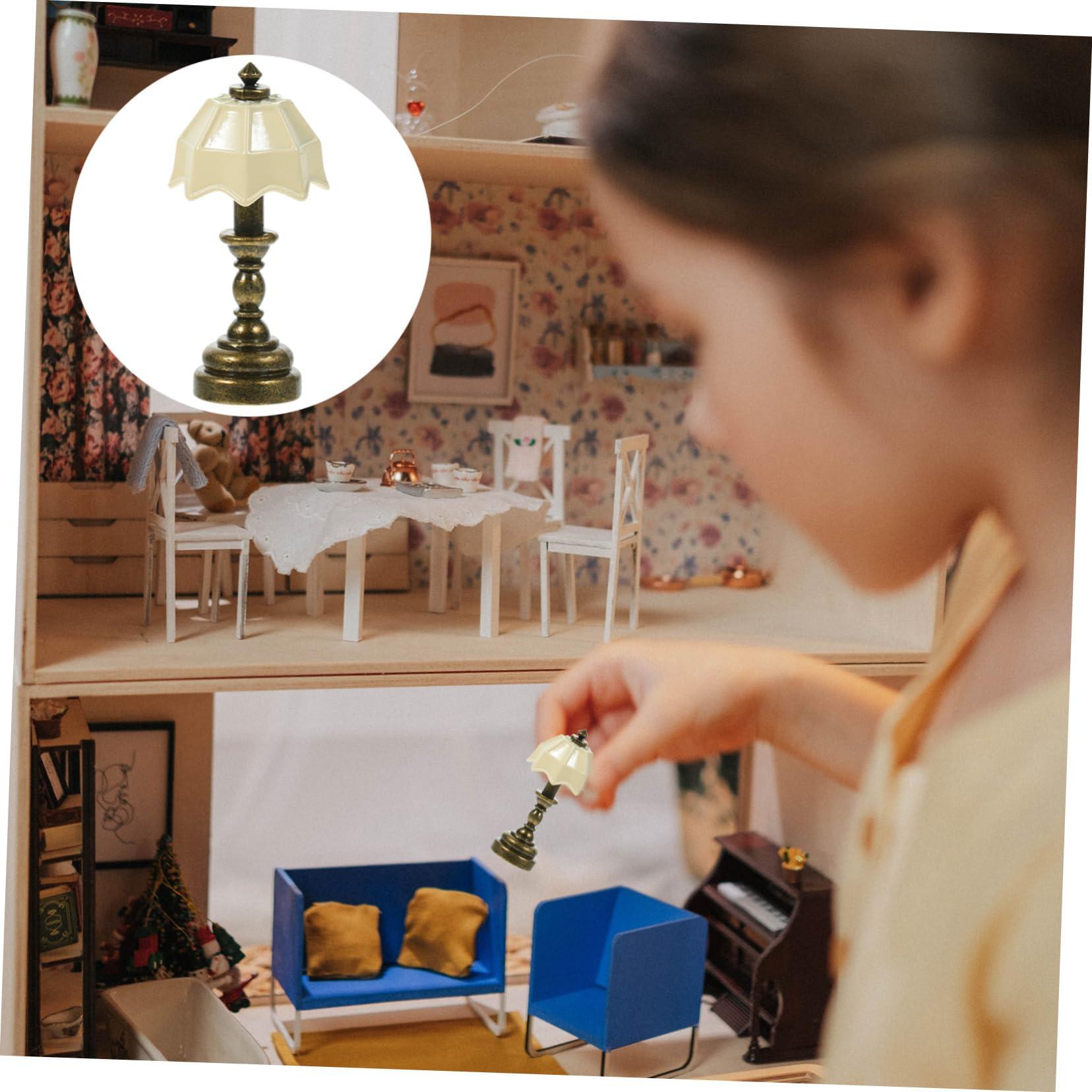 Tofficu 4pcs Mini Light Model Miniature Lamp Model Mini House Table Lamp Bedside Light Miniature Mini Lamp Miniature Furniture Model Micro Landscape Model Mini Bedside Light Creative Lamp