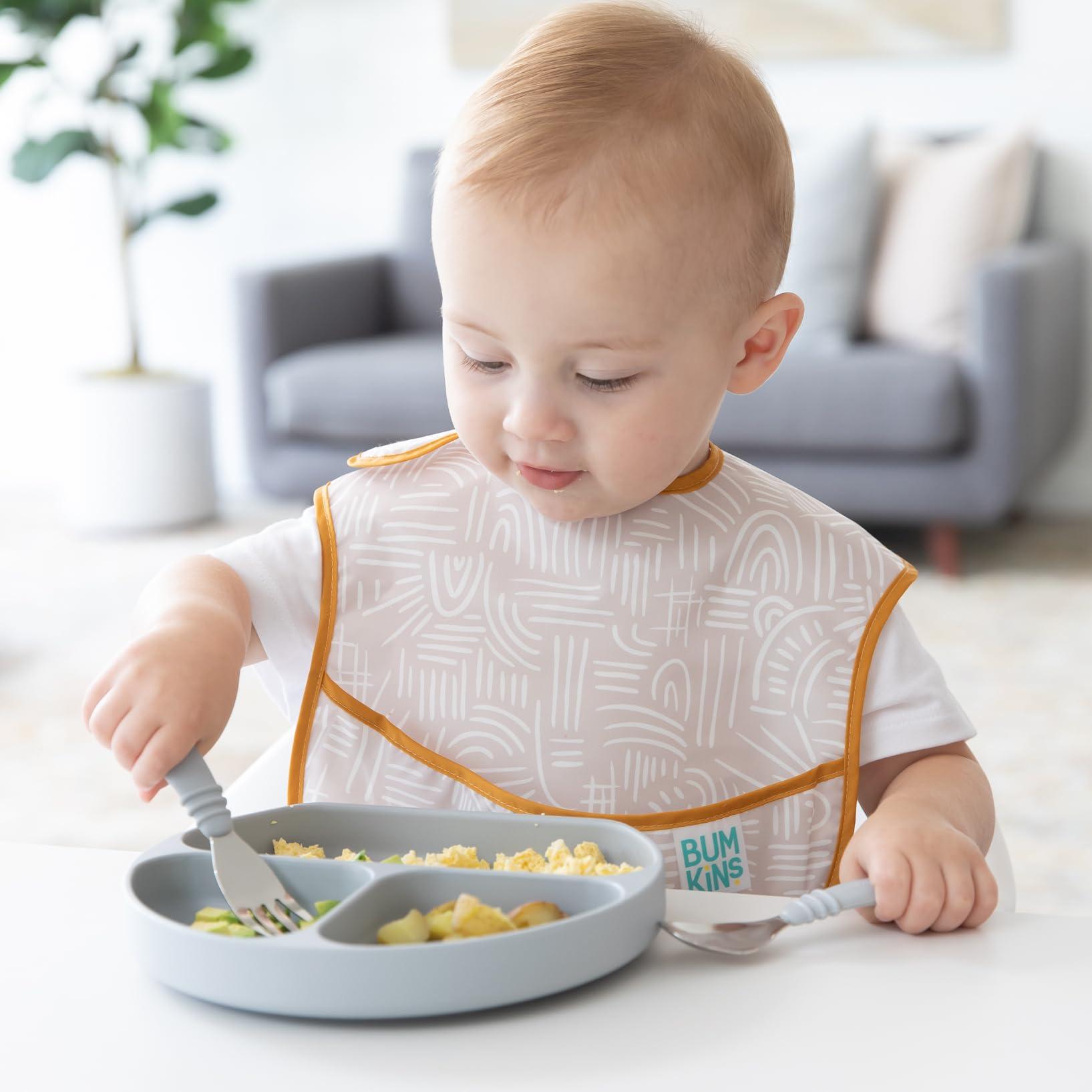 Bumkins Bumkins Bibs for Girl or Boy, SuperBib Baby and Toddler for 6-24 Months, Essential Must Have for Eating, Feeding, Baby Led Weaning Supplies, Mess Saving Catch Food, Waterproof Fabric 3-pk Desert Boho