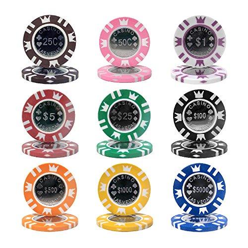 Brybelly Brybelly Coin Inlay Poker Chip 15-Gram Heavyweight Clay Composite – Pack of 50 ($100 Black)