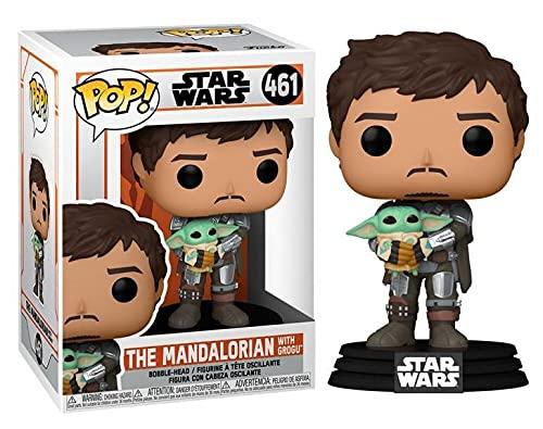 Funko Funko Star Wars: The Mandalorian - Mandalorian (Din Djarrin) Holding Grogu [The Child] Pop! Vinyl Figure (Bundled with Compatible Pop Box Protector Case)