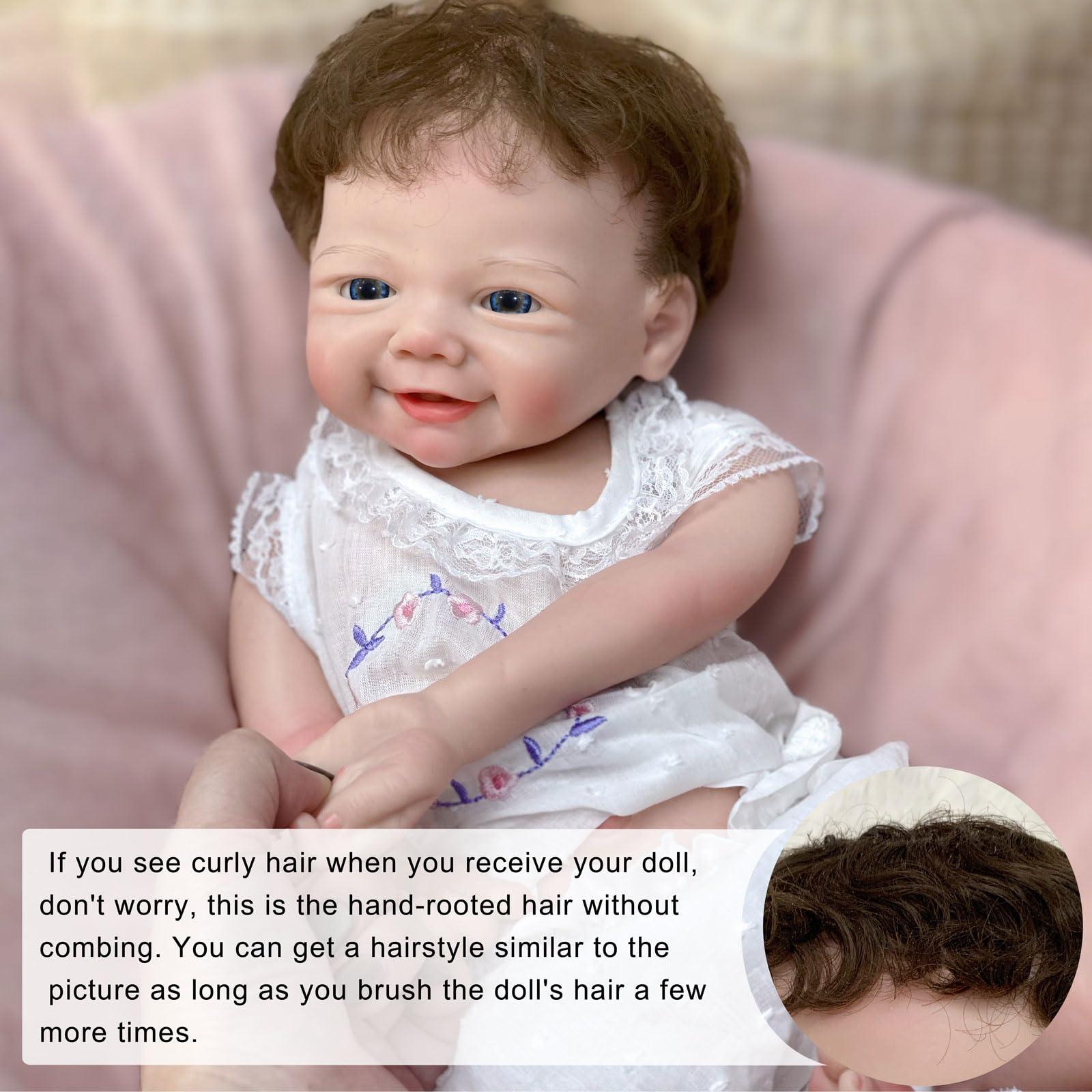 Gileutay Gileutay 18 inch Flexible Full Solid Silicone Reborn Doll with Rooted Hair Girl Lifelike Baby Doll That Look Real Newborn Babies Handmade Toy for Toddler