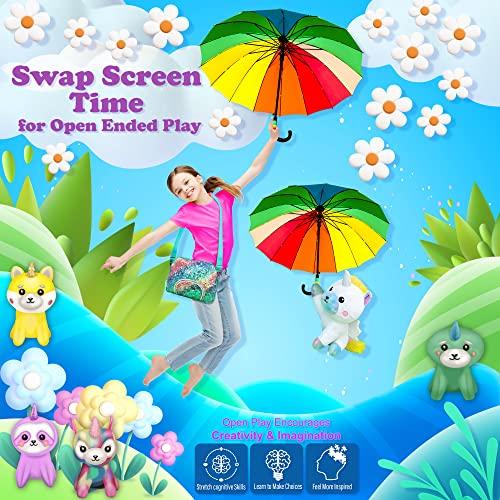 Pomkinz Unicorns Gifts for Girls Unicorn Stuffed Animals for Girls- Unicorn Toys for Girls Age 3 4 5 6 7 8 Year Old Little Girl Toys Plushies Stuffed Animal Plush Squishies Rainbow Toy Purse Little Girl Gifts