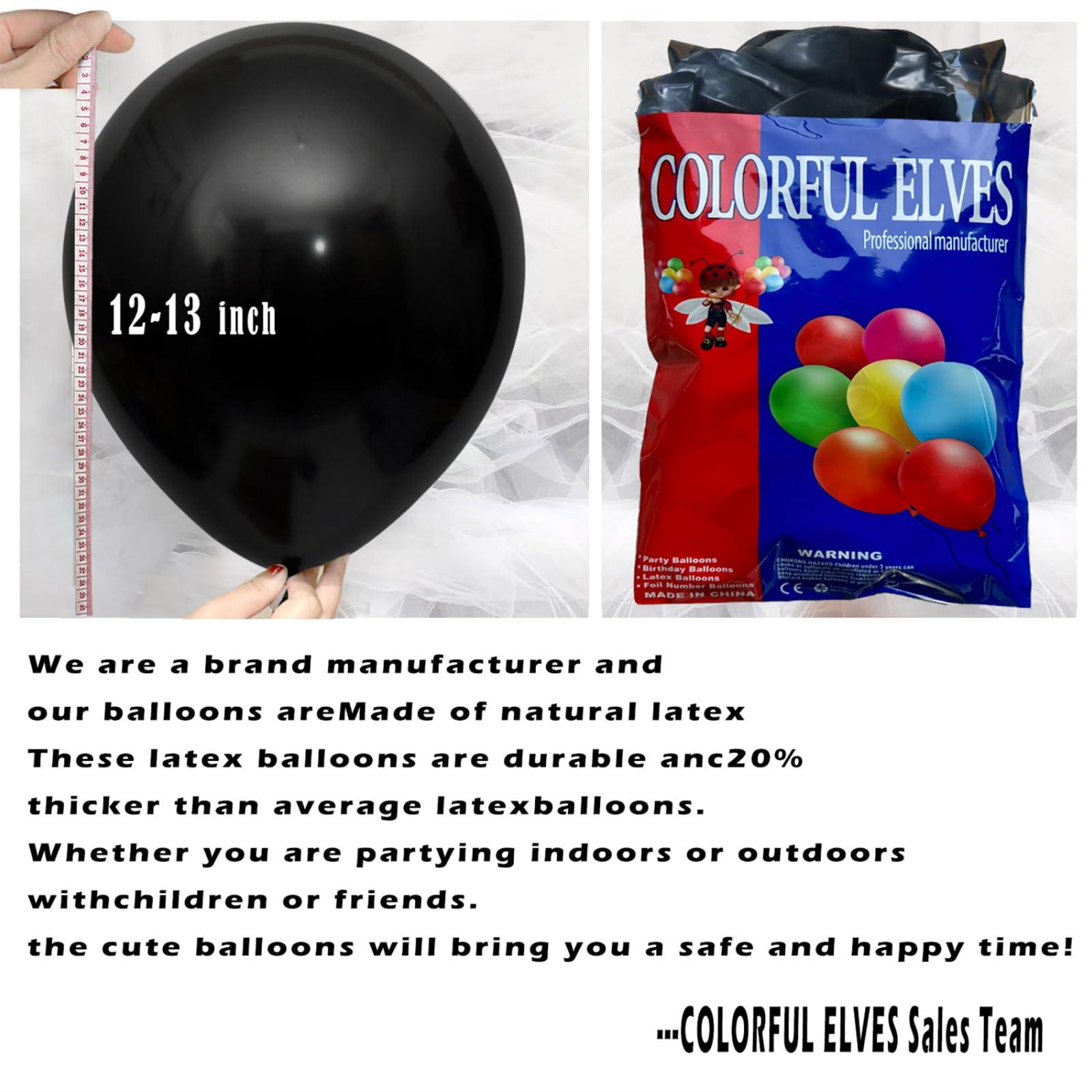 COLORFUL ELVES COLORFUL ELVES 12 Inch 100 Pcs Metallic Chrome Black Balloons Latex Helium Shiny Thicken Balloons Party Decoration
