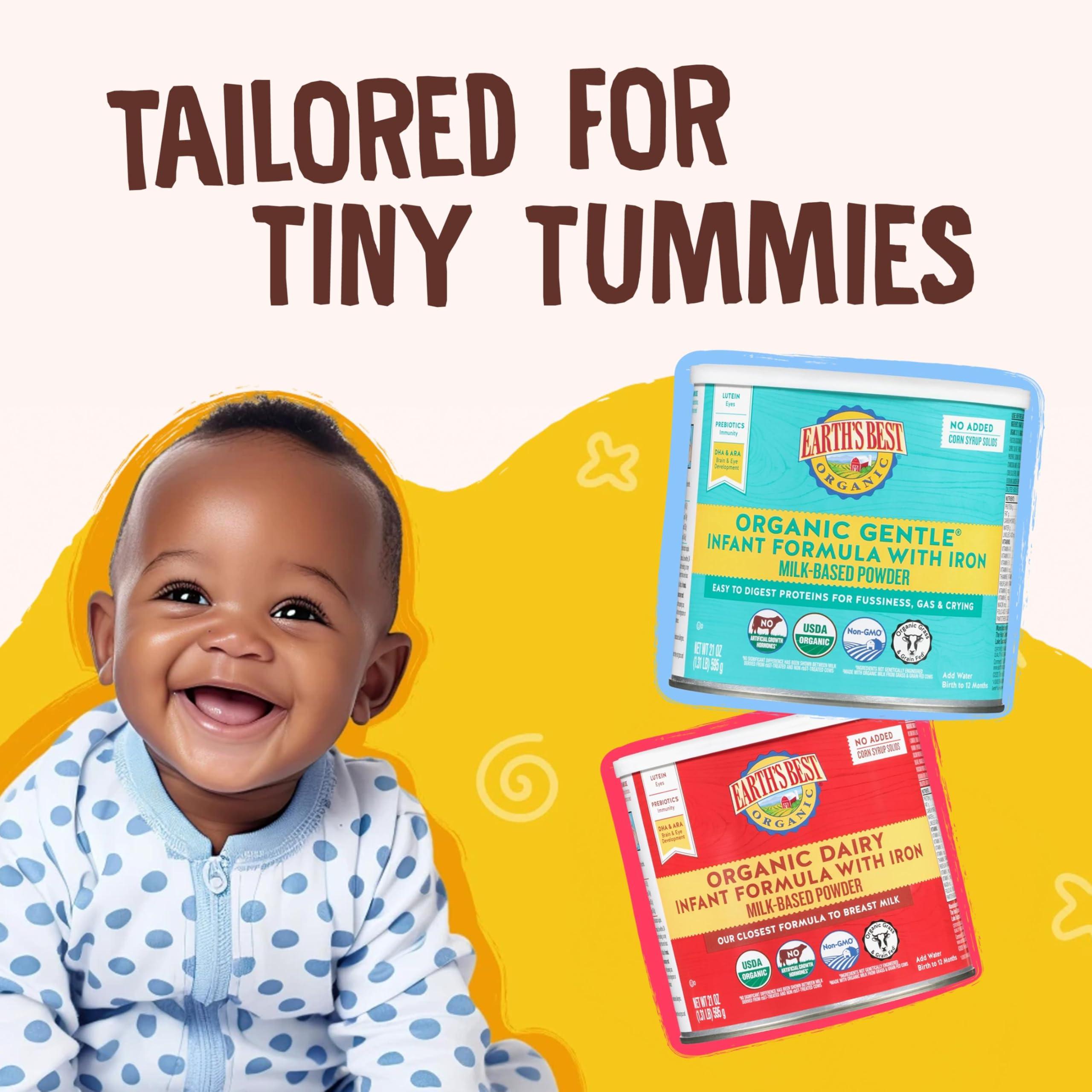 Earth's Best Earth's Best Organic Low Lactose Sensitivity Infant Formula with Iron, Milk-Based Powder, 32oz.