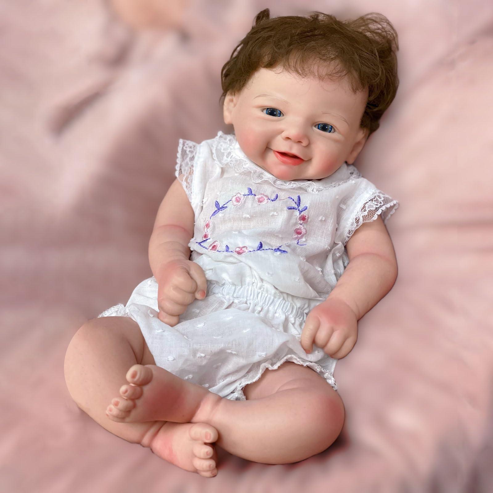 Gileutay Gileutay 18 inch Flexible Full Solid Silicone Reborn Doll with Rooted Hair Girl Lifelike Baby Doll That Look Real Newborn Babies Handmade Toy for Toddler