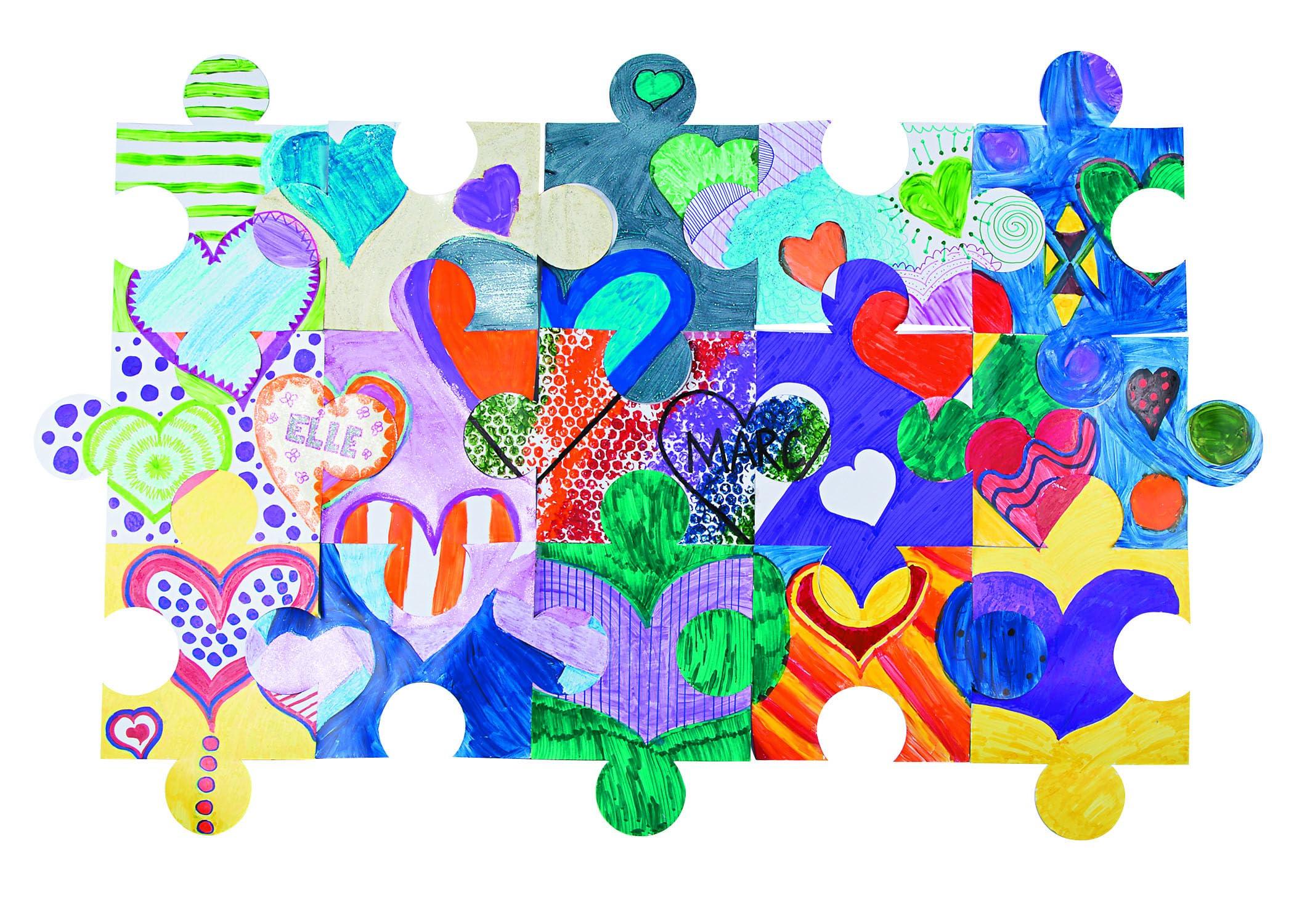 Fun Express DIY Gigantic Bulletin Board Puzzle - 24 Pieces, Each Piece 14 Inches - Teacher Classroom Decor and Crafts for Kids